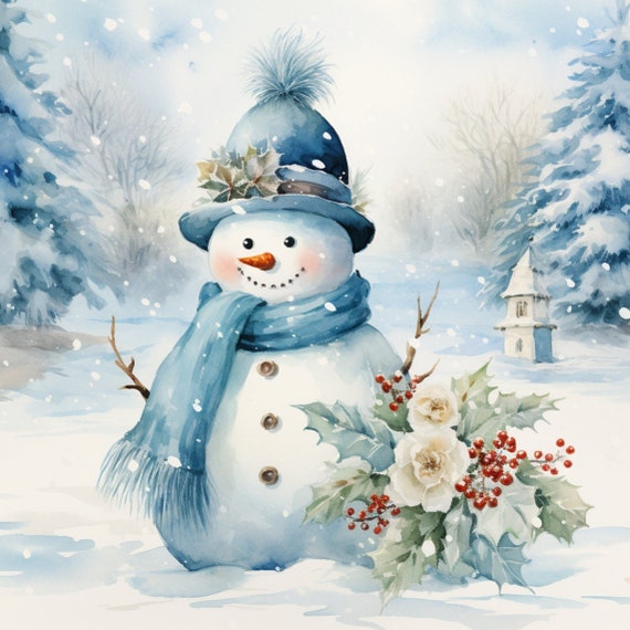 Snowman 100% Cotton Fabric Panel Block Small Sewing Quilting