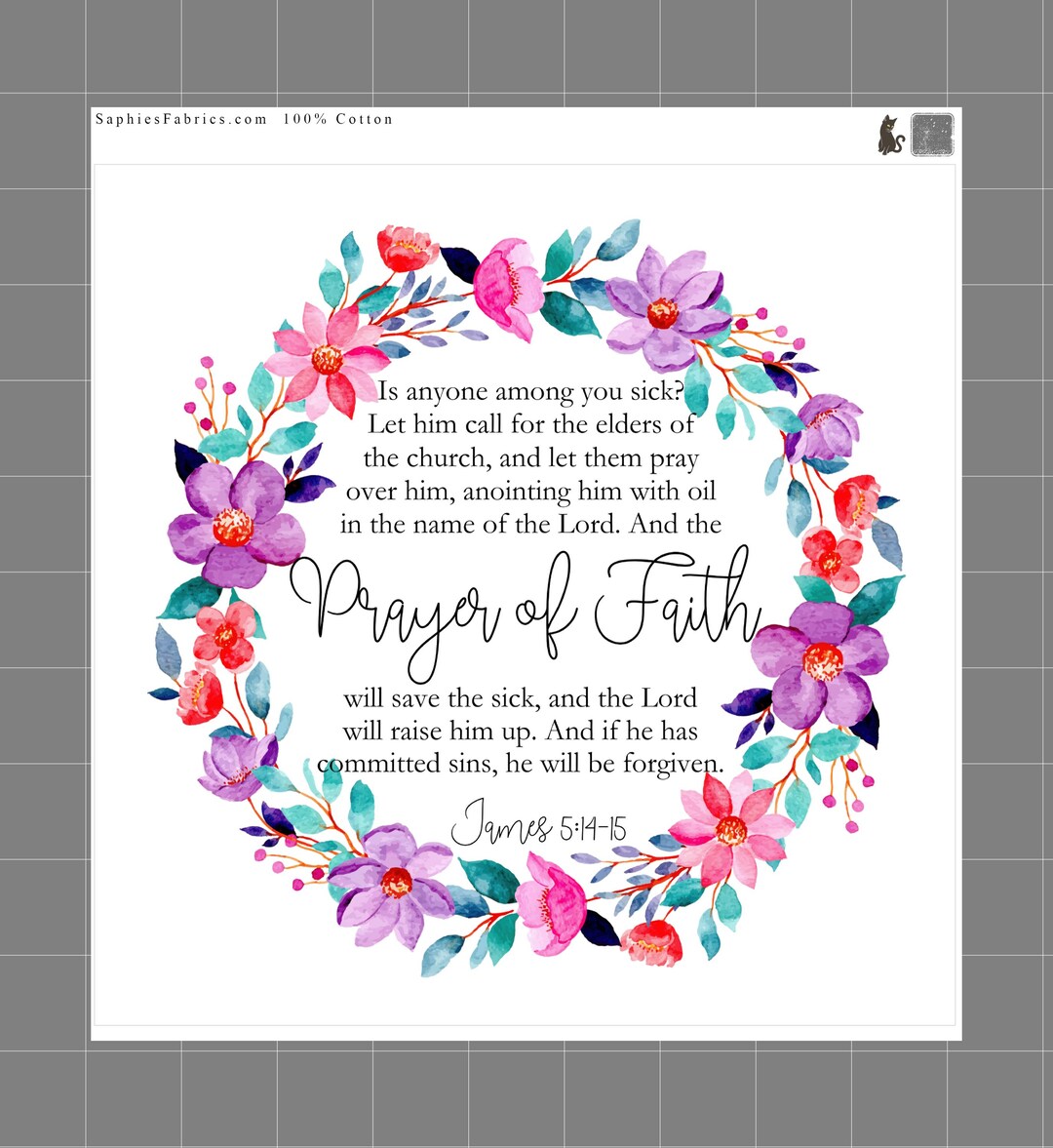 James 5:14-15 Faith Scripture 100% Cotton Fabric Panel Block Quilt ...