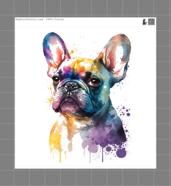 French Bulldog 100% Cotton Fabric Panel Block Quilt Square E157
