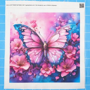 Butterfly 100% Cotton Fabric Panel Block | Small Quilting Sewing Square PH2007