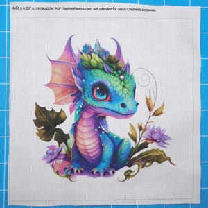 Dragon 100% Cotton Fabric Panel Block | Small Quilting Sewing Square A129