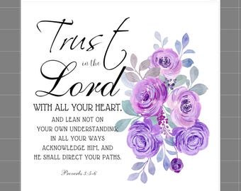 Proverbs 3: 5-6 Scripture 100% Cotton Fabric Panel Block Quilt Square P1213