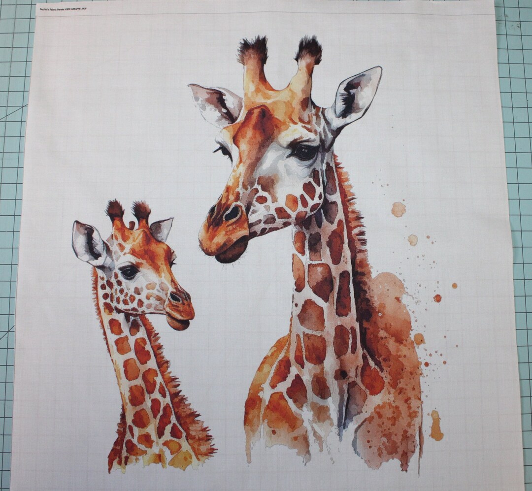 Giraffes 100 Cotton Fabric Panel Square Small Quilting Etsy