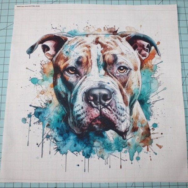 Pit Bull Dog 100% Cotton Fabric Panel Square - Small Quilting Sewing Block D9