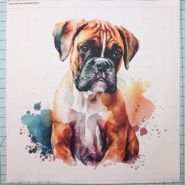 Dog Boxer 100% Cotton Fabric Panel Square - Small Quilting Sewing Block J265