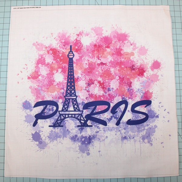 Paris Eiffel Tower 100% Cotton Fabric Panel Square - Small Quilting Sewing Block C470