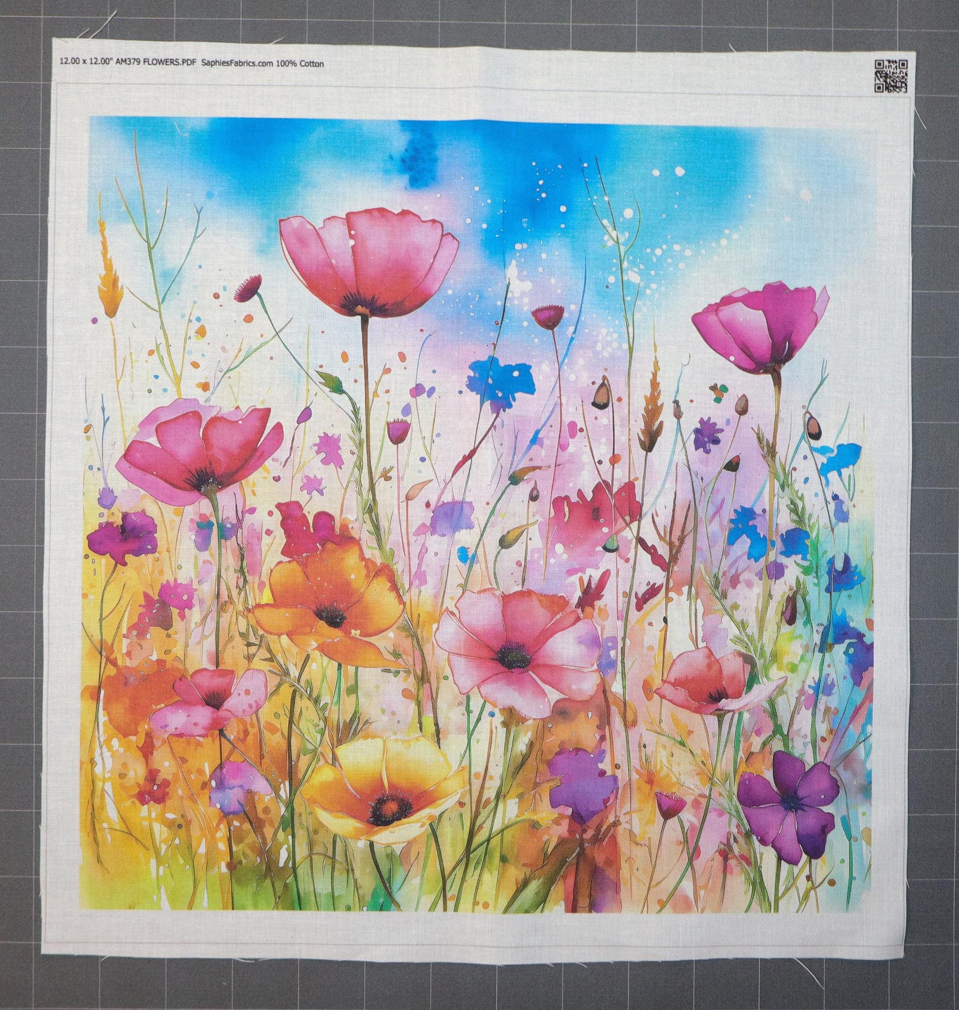 Wild Flowers 100% Cotton Fabric Panel Block Quilt Square - Etsy