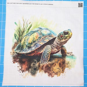 Turtle 100% Cotton Fabric Panel Block | Small Quilting Sewing Square A609
