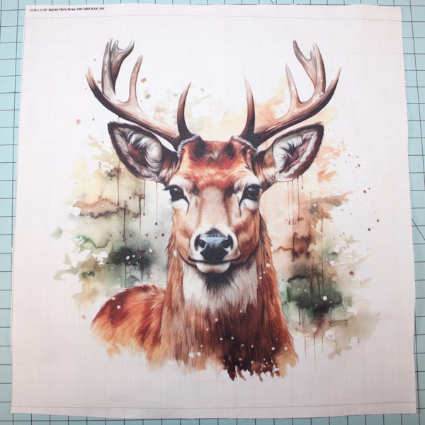 Deer Buck 100% Cotton Fabric Panel Square - Small Sewing Quilting Block H564