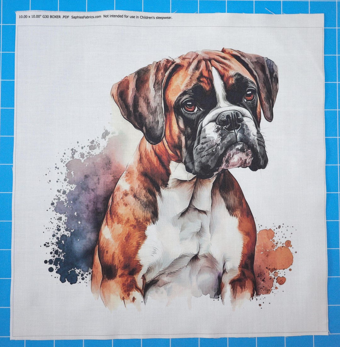 Boxer 100% Cotton Fabric Panel Block | Small Sewing Quilting Square G30 ...