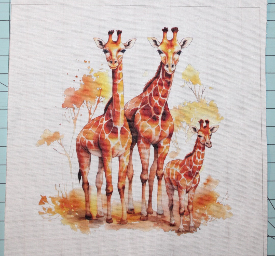 Fabric Panel Autumn Giraffes 100 Cotton Fabric Panel Square Small