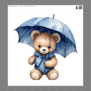 Teddy Bear 100% Cotton Fabric Panel Block | Small Sewing Quilting Square M1170