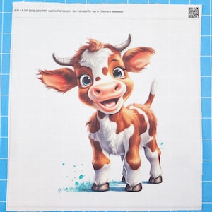 Baby Cow 100% Cotton Fabric Panel Block | Small Sewing Quilting Square D500