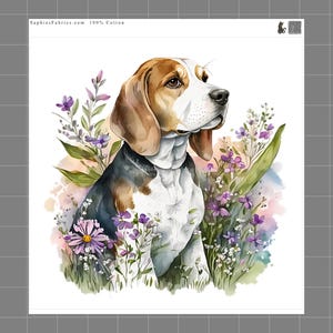 Beagle 100% Cotton Fabric Panel Block Quilt Square E76