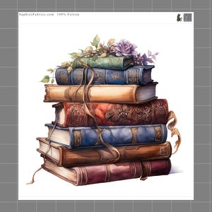 Stack of Books 100% Cotton Fabric Panel Block | Small Quilting Sewing Square M2041