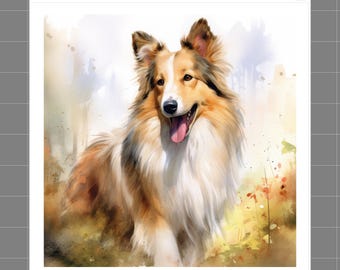 Collie Dog 100% Cotton Fabric Panel Block Quilt Square L599