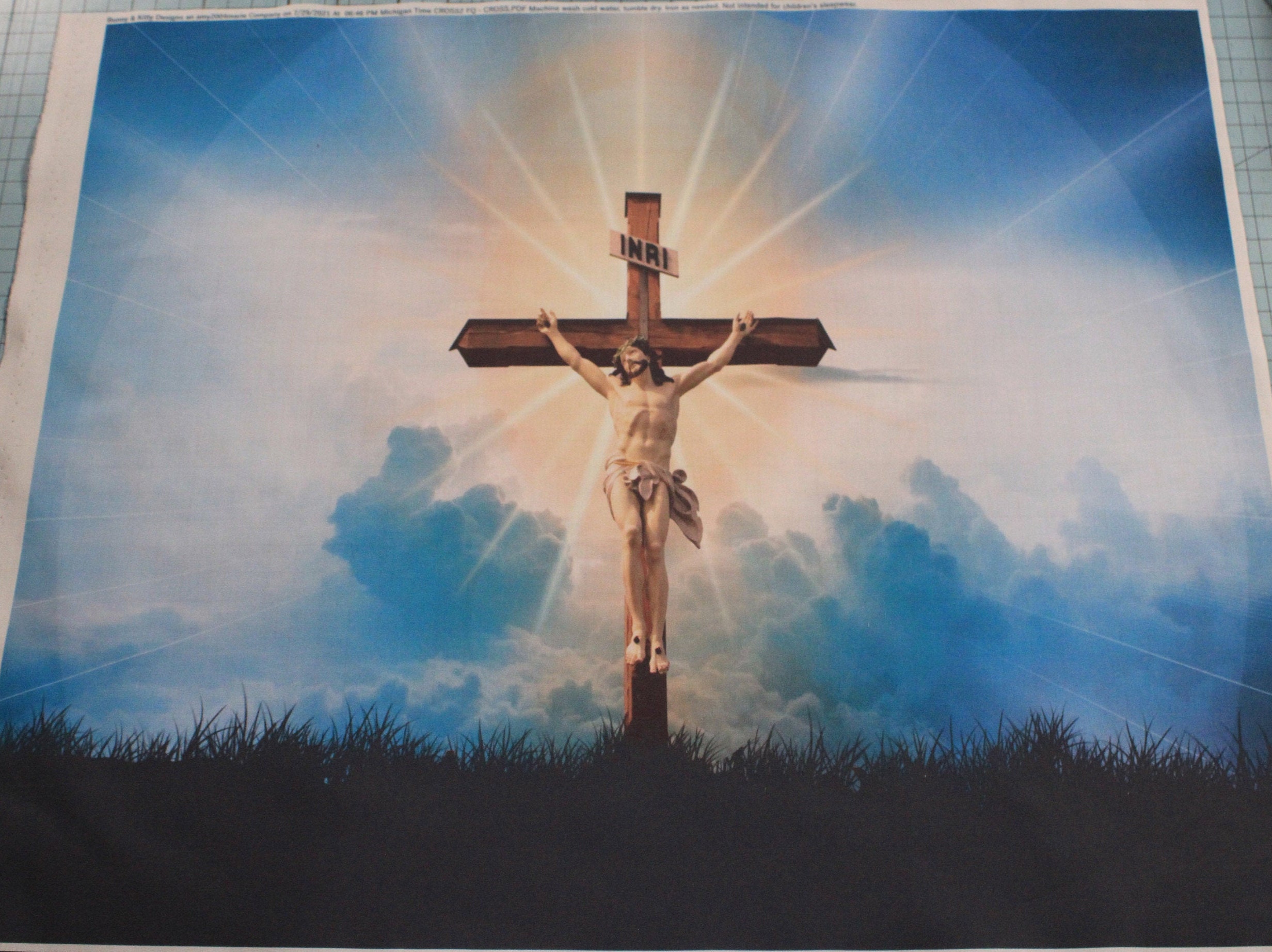 18x21 Fabric Panel Jesus Cross 100 Cotton Fabric Etsy