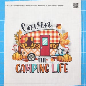 Camping Camp Life 100% Cotton Fabric Panel Block | Small Sewing Quilting Square L701
