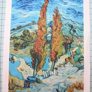 Vincent Van Gogh Two Poplars 100% Cotton Fabric Panel | Quilting Sewing Panel J481