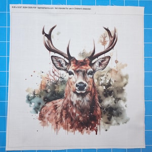 Deer Buck 100% Cotton Fabric Panel Block | Small Sewing Quilting Square J6264