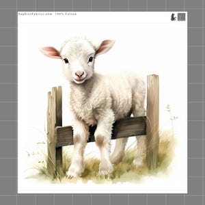 Sheep/Lamb 100% Cotton Fabric Panel Block Quilt Square SC206