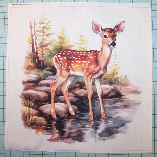 Deer Fawn 100% Cotton Fabric Panel Square - Small Sewing Quilting Block E351