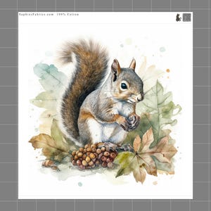 Squirrel 100% Cotton Fabric Panel Block Quilt Square E103