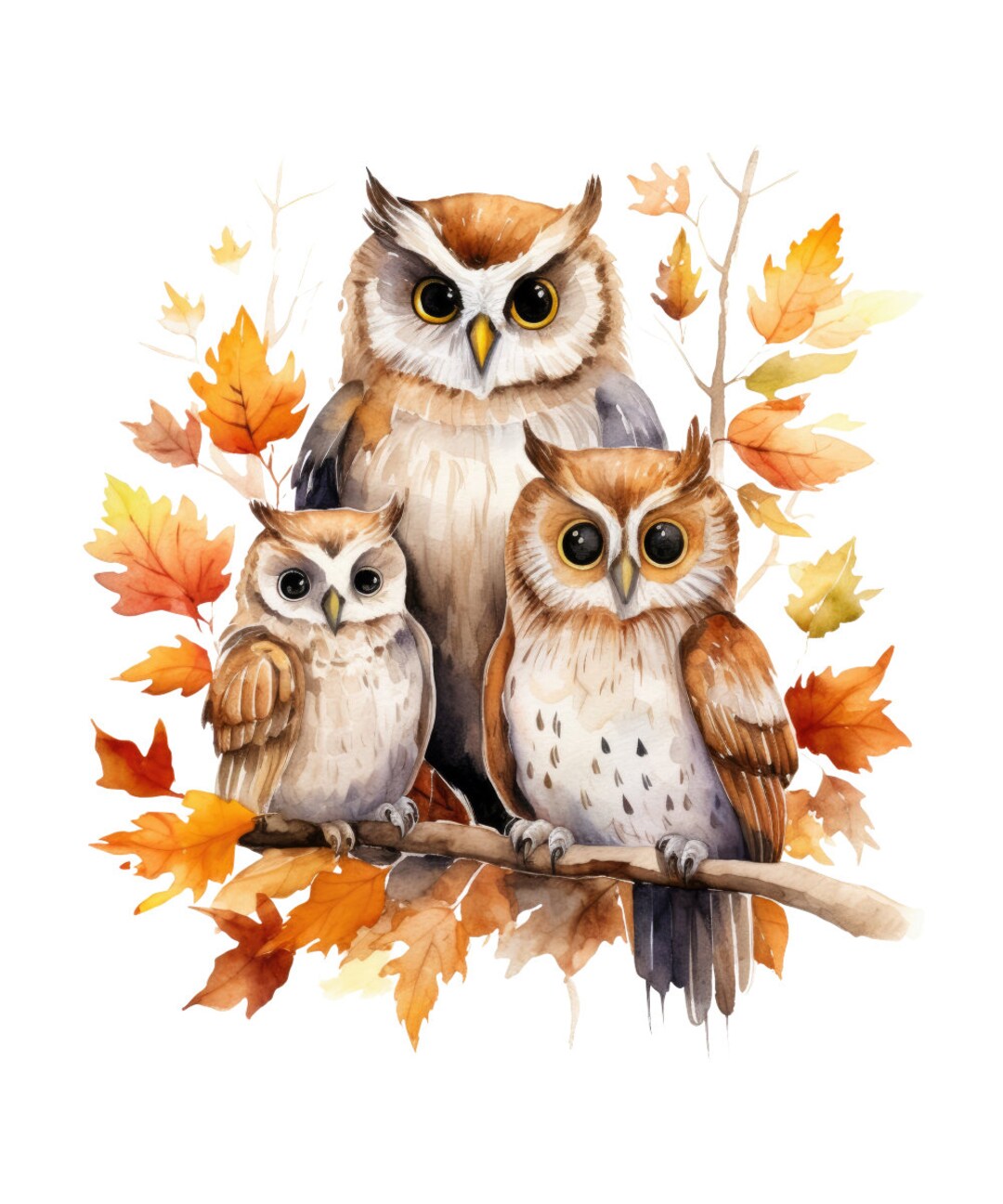 Autumn Owls 100% Cotton Fabric Panel Square Small Quilting - Etsy