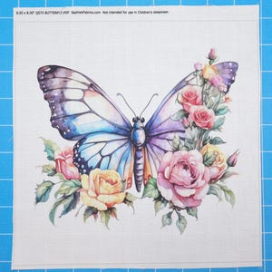 Floral Butterfly 100% Cotton Fabric Panel Block | Small Quilting Sewing Square Q573