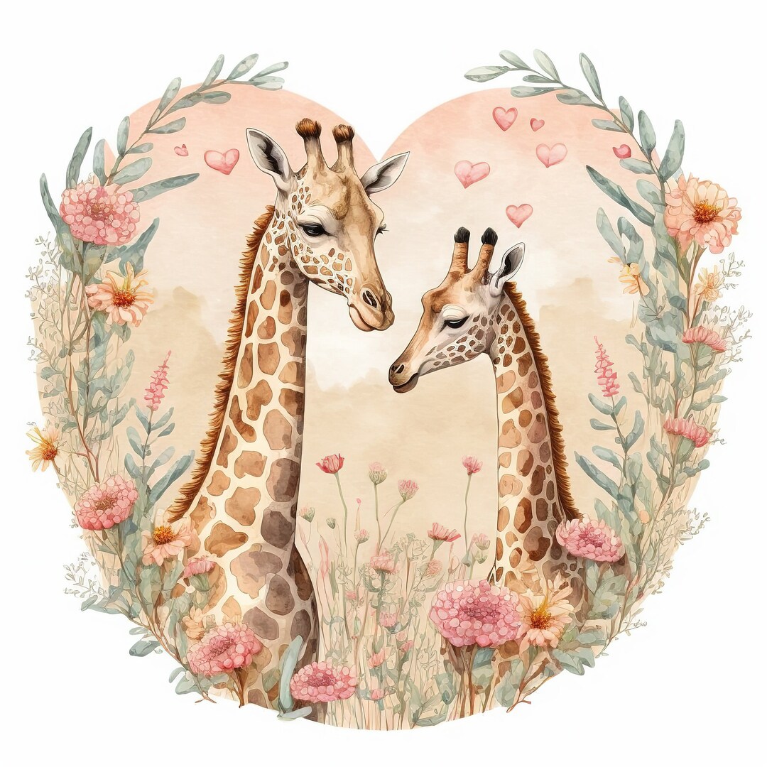 Giraffes Love 100 Cotton Fabric Panel Square Small Sewing Quilting