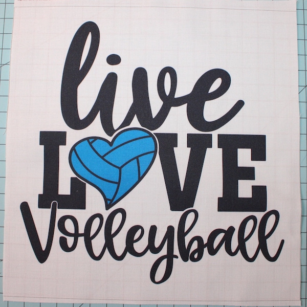 Live Love Volleyball 100% Cotton Fabric Panel Square - Small Sewing Quilting Block J121