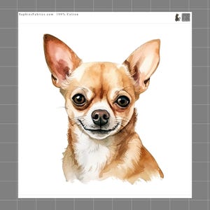 Chihuahua Dog 100% Cotton Fabric Panel Block Quilt Square B6860