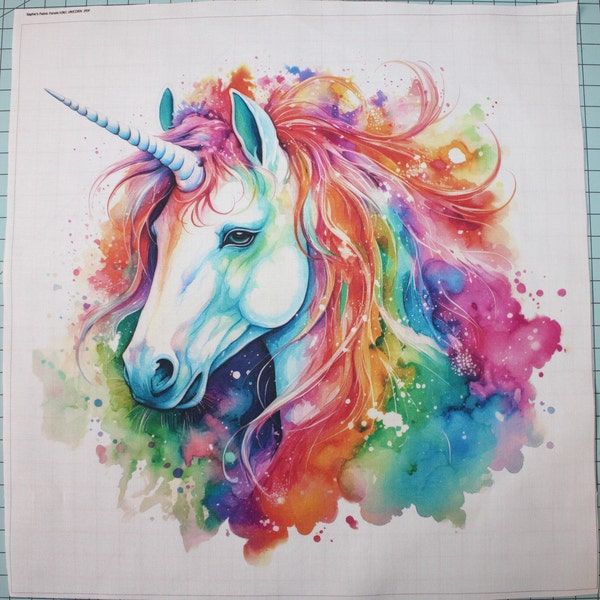 Unicorn 100% Cotton Fabric Panel Square - Small Quilting Sewing Block H361