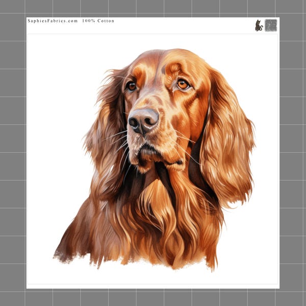 Irish Setter 100% Cotton Fabric Panel Block Quilt Square ET6899