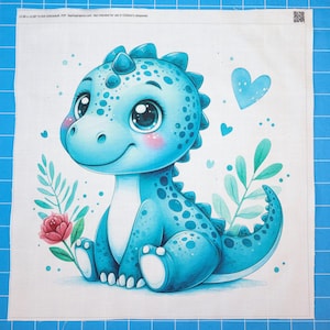 Dinosaur 100% Cotton Fabric Panel Block | Small Sewing Quilting Square P1300