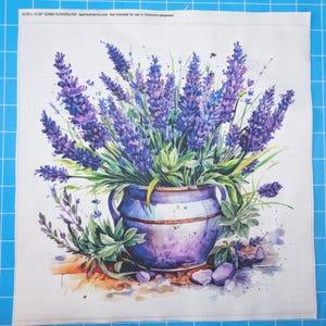 Lavender Floral 100% Cotton Fabric Panel Block | Small Sewing Quilting Square G2969