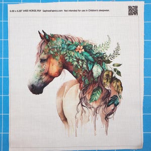 Horse 100% Cotton Fabric Panel Block | Small Sewing Quilting Square A400