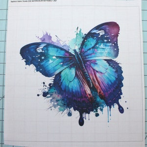 Butterfly Watercolor 100% Cotton Fabric Panel Square - Small Sewing Quilting Block D30