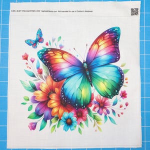Floral Butterfly 100% Cotton Fabric Panel Block | Small Sewing Quilting Square ET815
