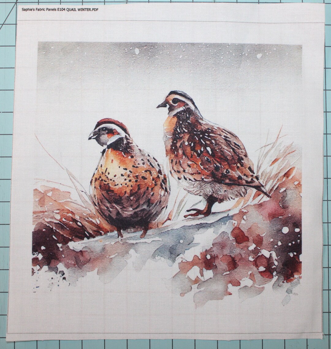 Winter Quail 100 Cotton Fabric Panel Square Small Quilting Sewing