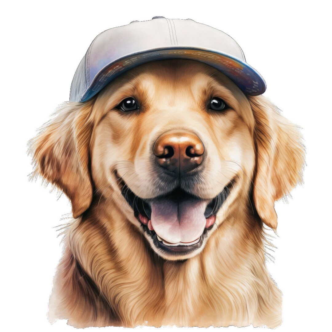 Golden Retriever Dog Wearing Hat 100 Cotton Fabric Panel Etsy