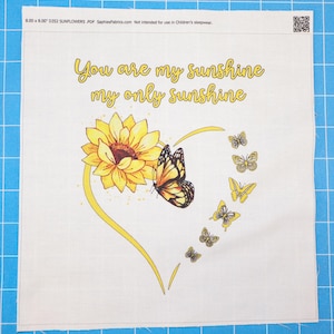 You Are My Sunshine 100% Cotton Fabric Panel Block | Small Sewing Quilting Square D352