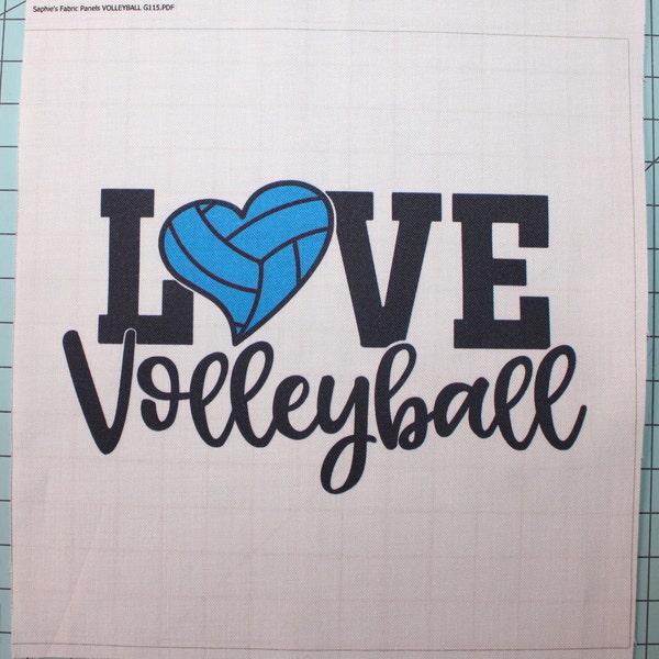 Love Volleyball 100% Cotton Fabric Panel Square - Small Sewing Quilting Block G115