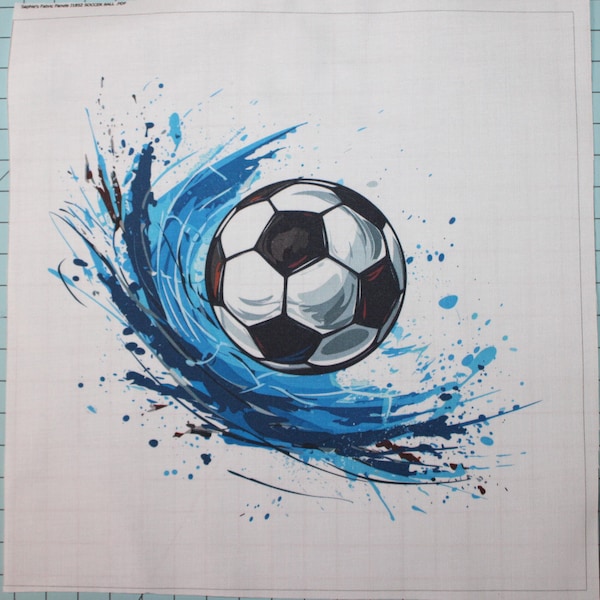 Soccer Ball 100% Cotton Fabric Panel Square - Small Quilting Sewing Block J1852