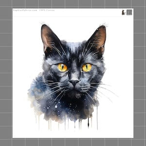 Black Cat 100% Cotton Fabric Panel Block Quilt Square G3350
