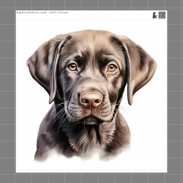 Labrador Dog 100% Cotton Fabric Panel Block Quilt Square M721