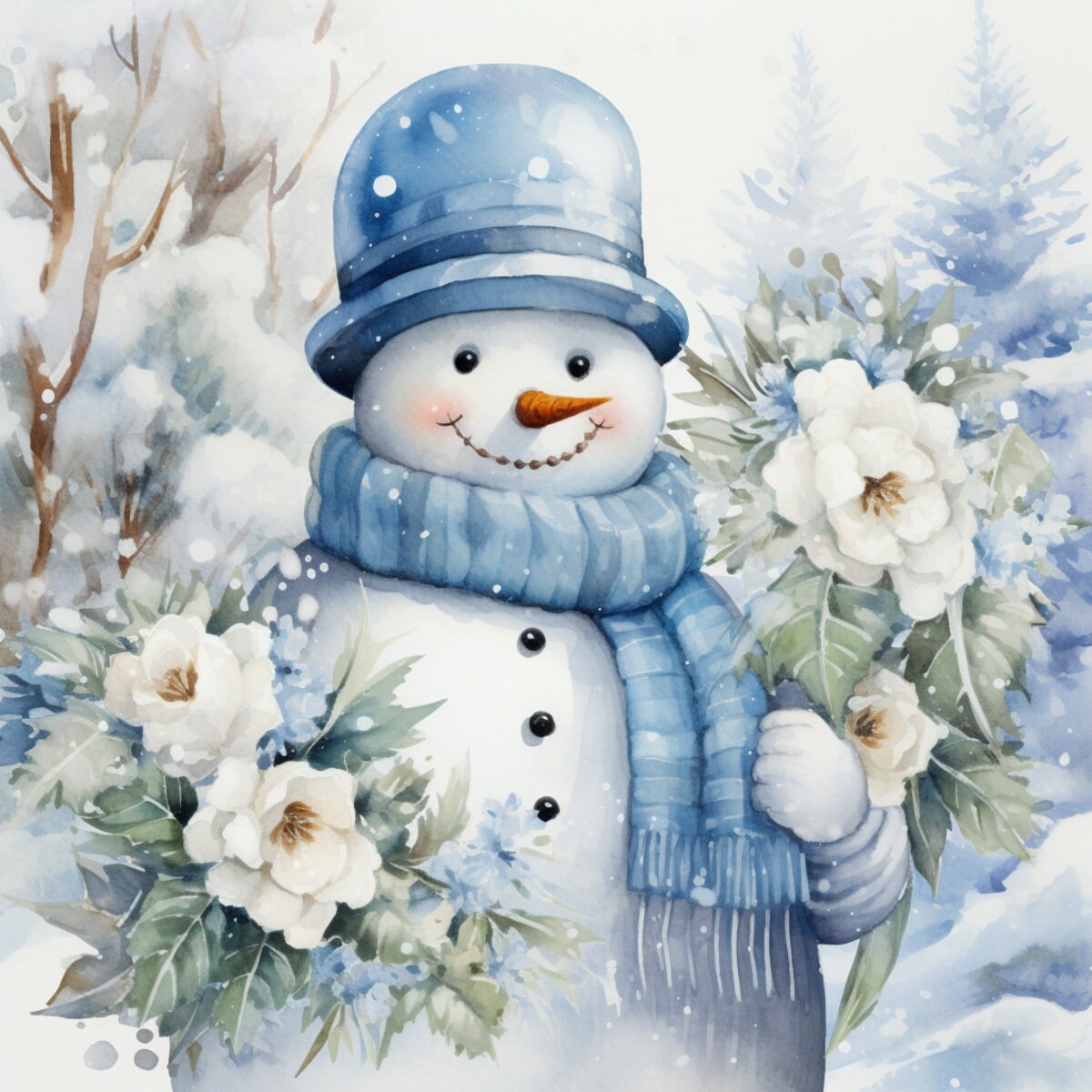 Snowman 100% Cotton Fabric Panel Block | Small Sewing