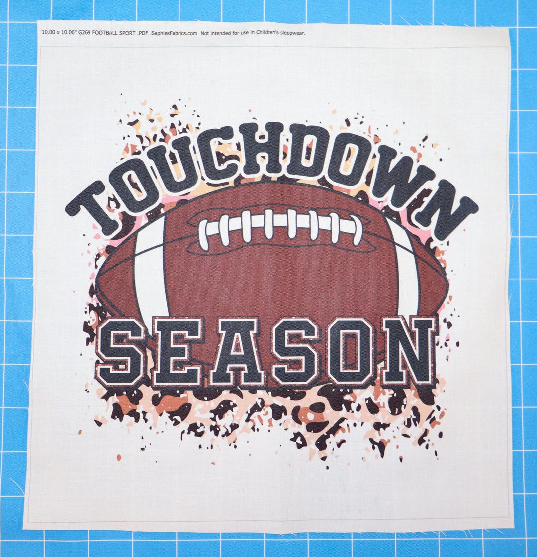 Football Touchdown Season 100% Cotton Fabric Panel Block | Small ...