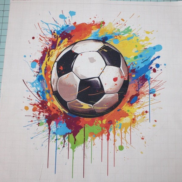 Soccer Ball 100% Cotton Fabric Panel Square - Small Sewing Quilting Block H7000