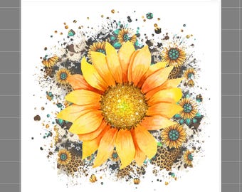 Sunflower 100% Cotton Fabric Panel Block Quilt Square D718